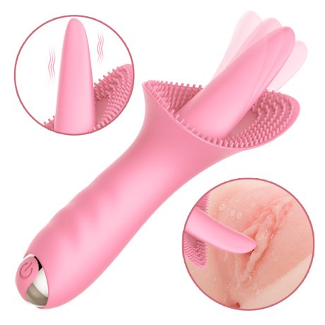 "Sweet Lips & Tongue" Vibrator - 10 Modes, USB Charged
