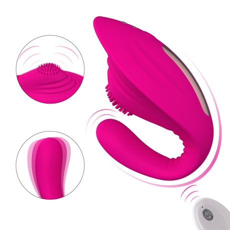 Shell Wearable - 10 Vibrations + 10 Suctions, Remote Control