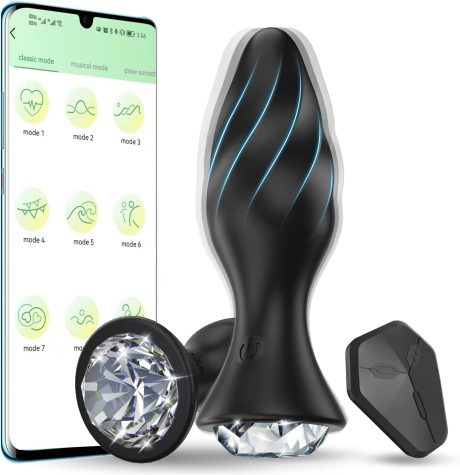 Diamond Anal Plug - 9 Vibrations, App Control